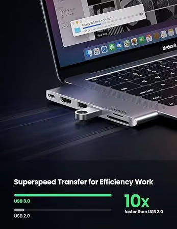 UGREEN 80856 USB-C 6-in-2 Hub for Macbook Pro 4K HDMI Thunderbolt 3 100W PD