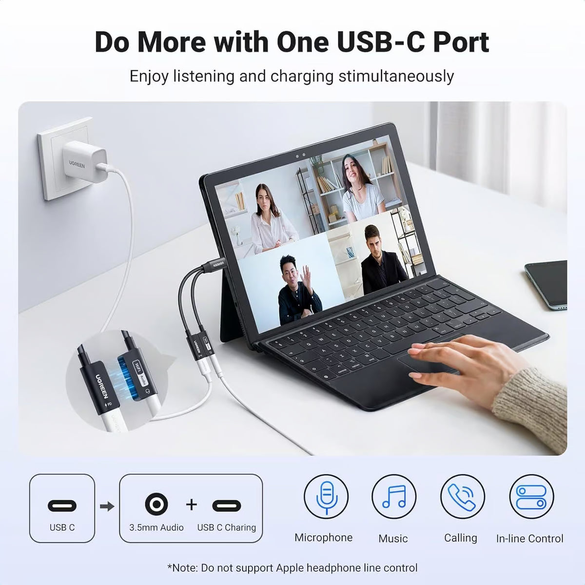 UGREEN 25837 Magnetic 2 in 1 USB C to 3.5mm Audio Adapter and Charger with PD 60W, Hi-Res 32bit/384kHz, Aux to USB C with Fast Charging, Dongle Cable for iPhone 17 Pro Max, Switch 2, Galaxy S26 Ultra, iPad Pro, PUBG Mobile / Free Fire Gaming