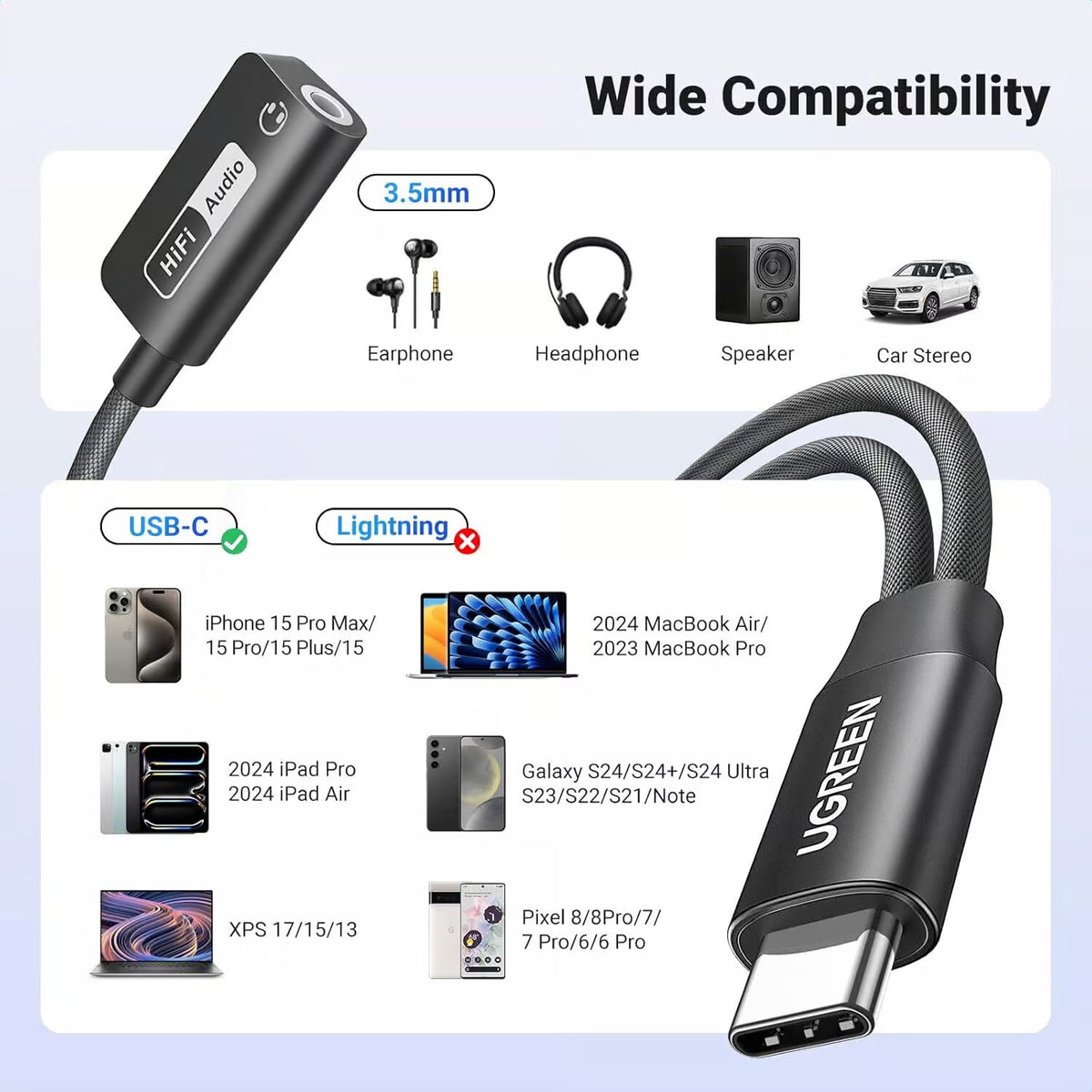 UGREEN 25837 Magnetic 2 in 1 USB C to 3.5mm Audio Adapter and Charger with PD 60W, Hi-Res 32bit/384kHz, Aux to USB C with Fast Charging, Dongle Cable for iPhone 17 Pro Max, Switch 2, Galaxy S26 Ultra, iPad Pro, PUBG Mobile / Free Fire Gaming