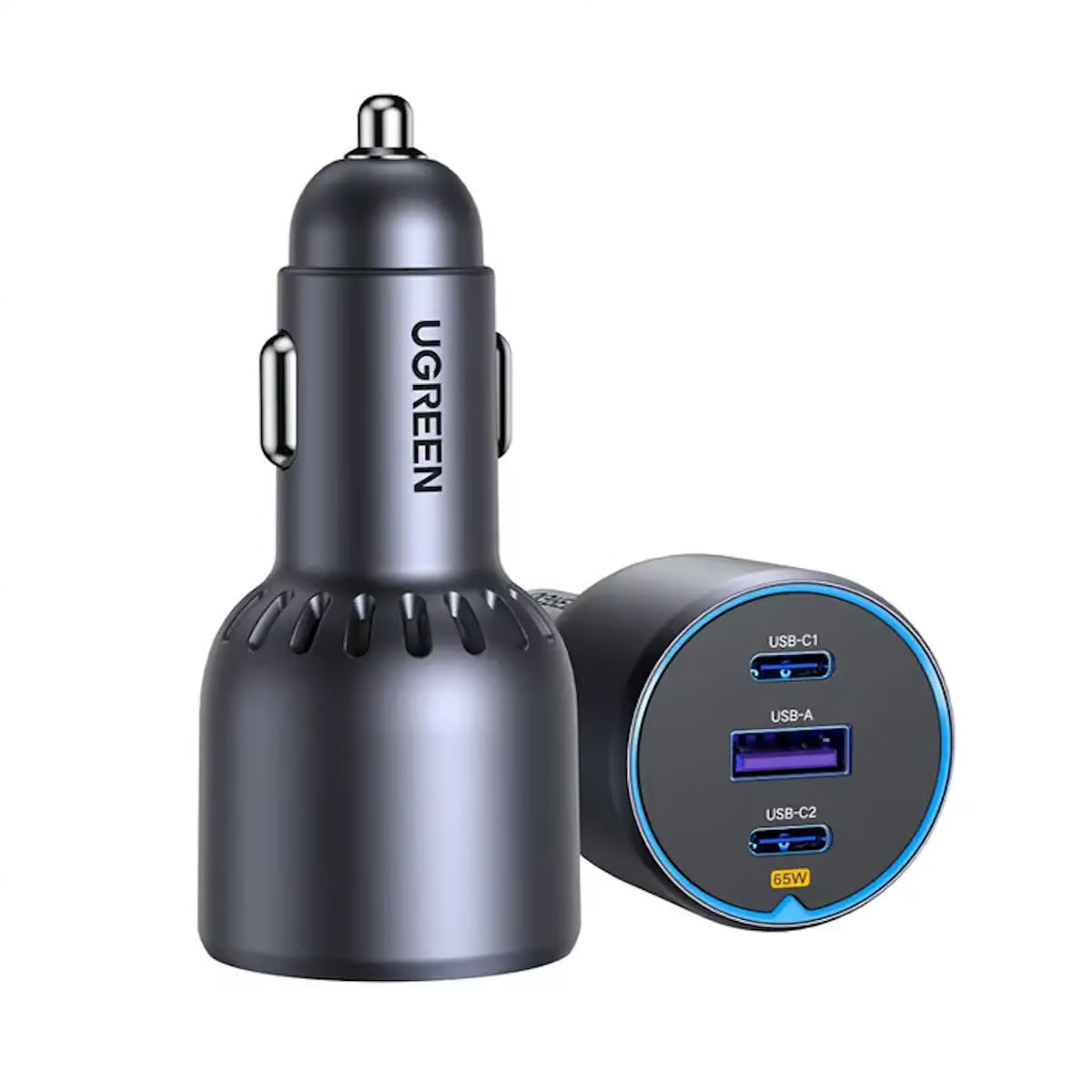 UGREEN 35024 75W Dual Type-C & USB Car Charger PD 3.0 QC 4.0+ PPS Fast Charging for MacBook, iPhone 17/16/15